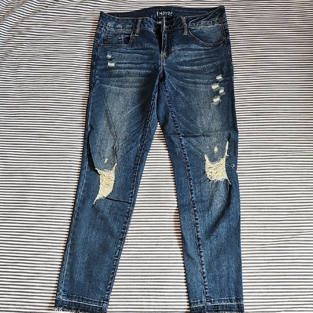 Women's Distressed Blue Skinny Jeans